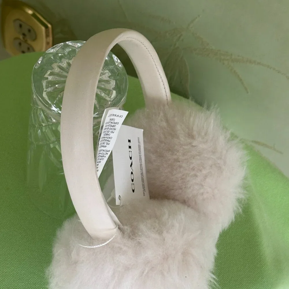 COACH SHEARLING AND LEATHER EARMUFFS:NWT CHALK 7371 - Picture 7 of 10